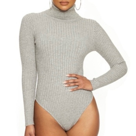 Naked Wardrobe Size Medium Ribbed Sweater GETTIN' KNIT TURTLENECK BODYSUIT - Picture 2 of 8